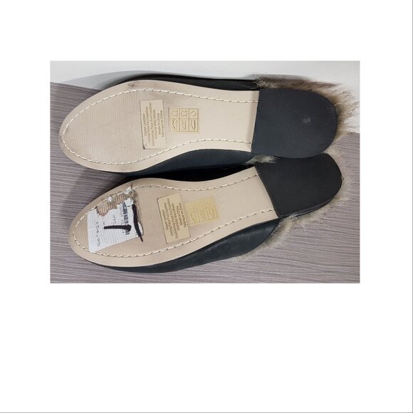 Jeffrey Campbell 'Apfel' Mule Black Leather With Faux Fur, Womens Size 6.5 - Picture 6 of 6